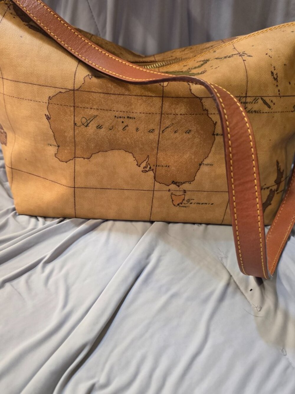 Alviero Martini 1A Classe Geo Classic Map Print Coated Canvas Hobo Bag
